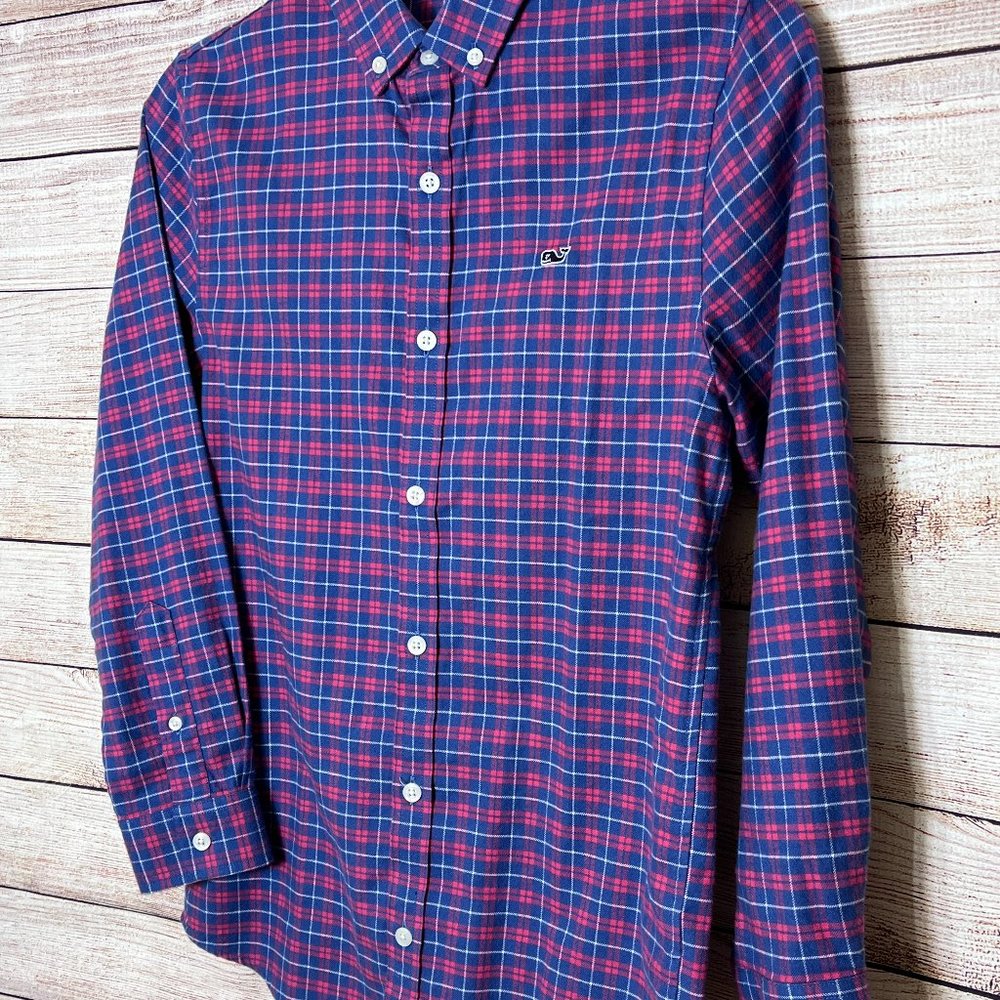 Vineyard Vines Kids Plaid Button Down Shirt - Blue and Red